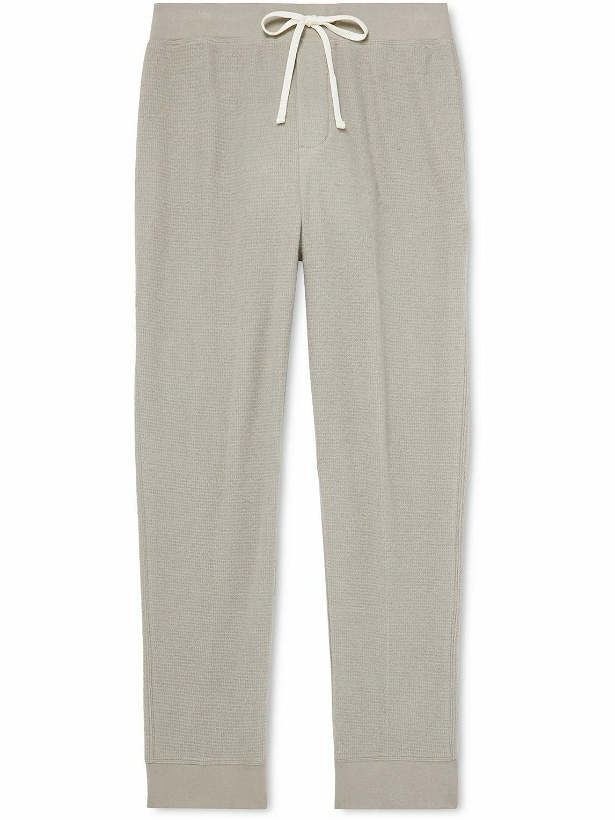 Photo: James Perse - Thermal Waffle-Knit Brushed Cotton and Cashmere-Blend Sweatpants - Gray
