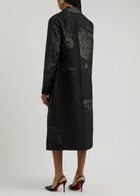 Stine Goya Panelled Metallic Cloque Coat Black
