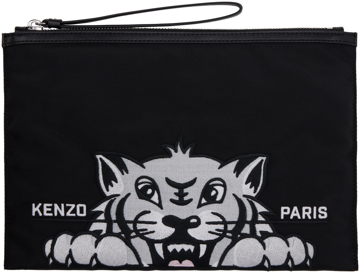 Kenzo Black Kenzo Paris 'Kenzo Varsity' Large Pouch