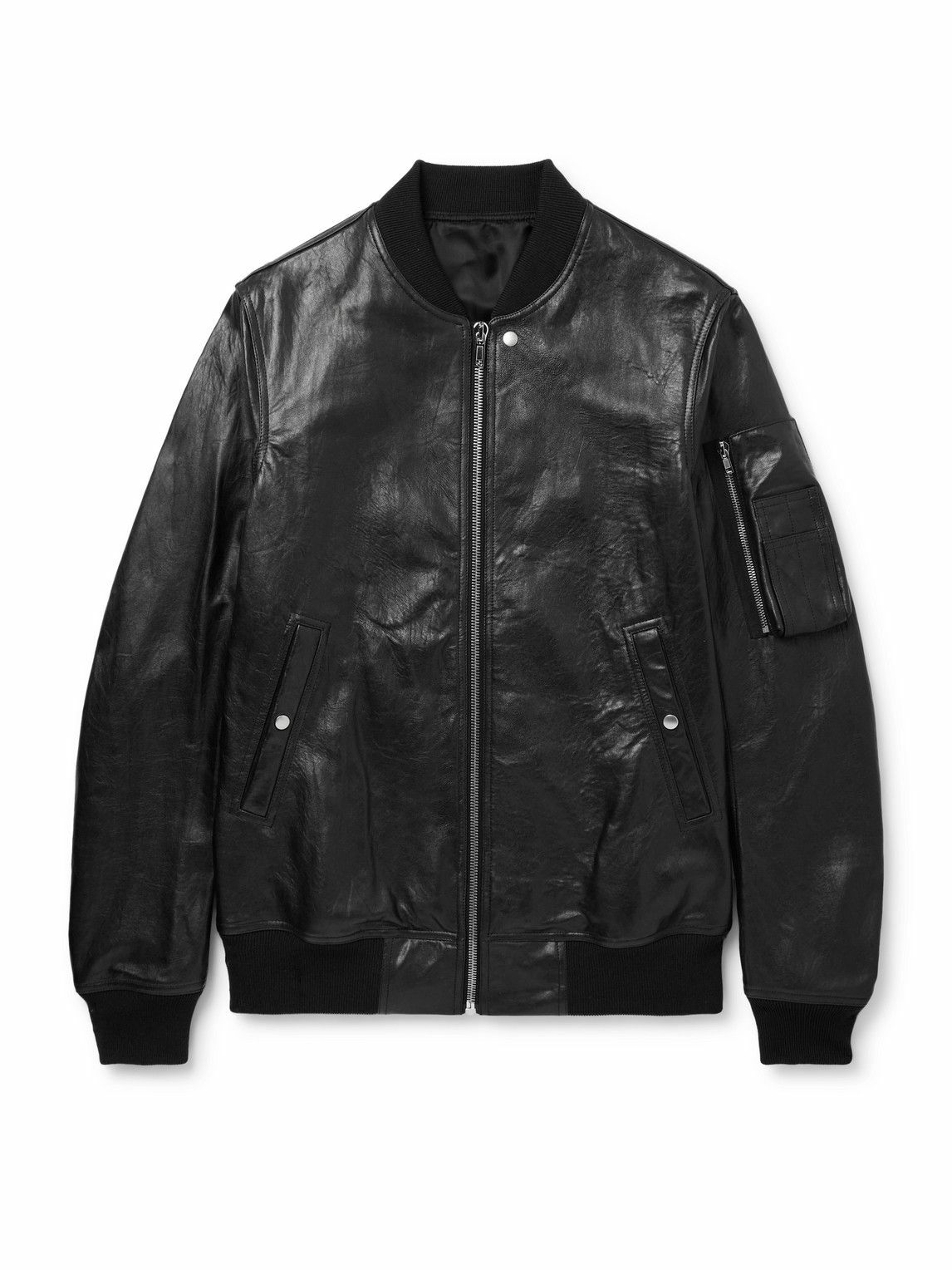 Rick Owens - Waxed-Leather Bomber Jacket - Black Rick Owens