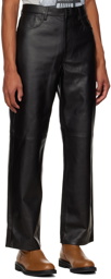 Dries Van Noten Black Five-Pocket Leather Pants