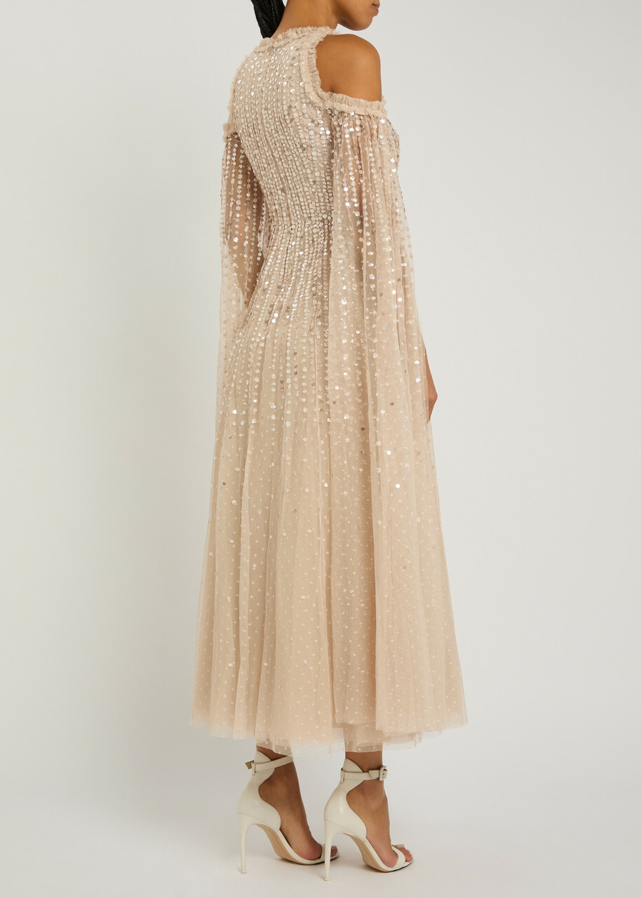 Needle & Thread Moonlight Sequin-embellished Tulle Gown Light Pink