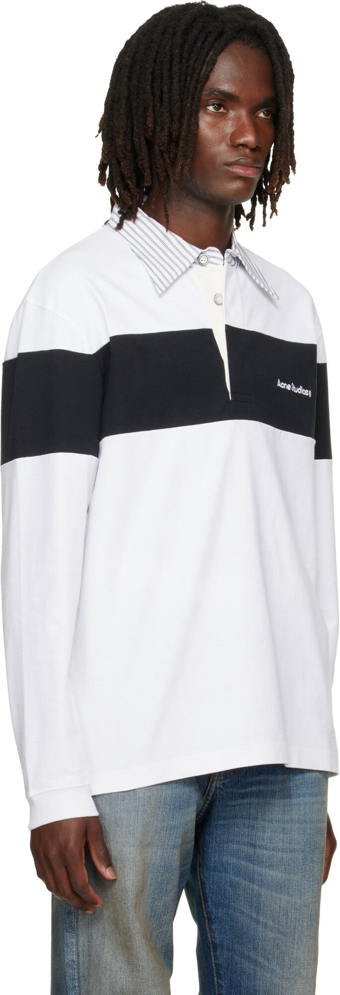 Acne Studios Black & White Striped Polo