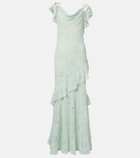 Self-Portrait Embroidered ruffled georgette maxi dress