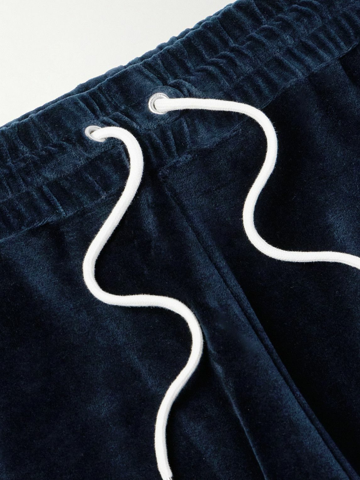 CELINE - Straight-Leg Logo-Embroidered Cotton-Blend Velour Track Pants - Blue