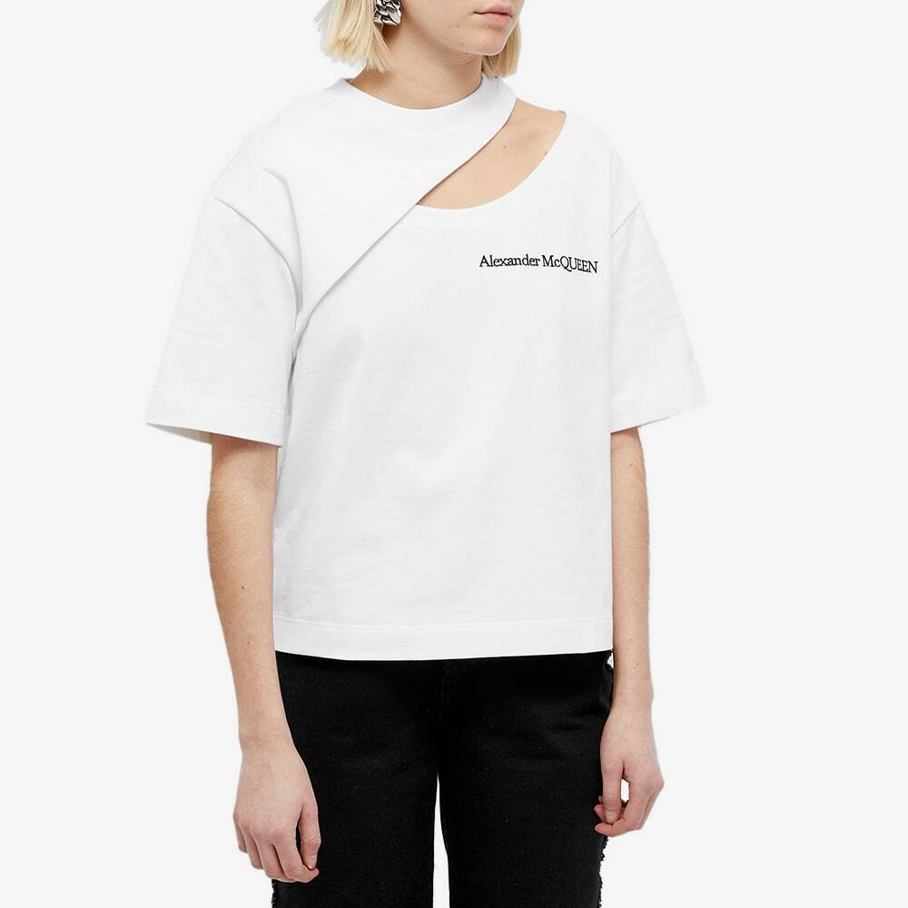 Tシャツ・カットソー ALEXANDER MCQUEEN Women Tunic Tops 810287QEAFR8010 WHITE Printed cotton T-shirt | Emporium
