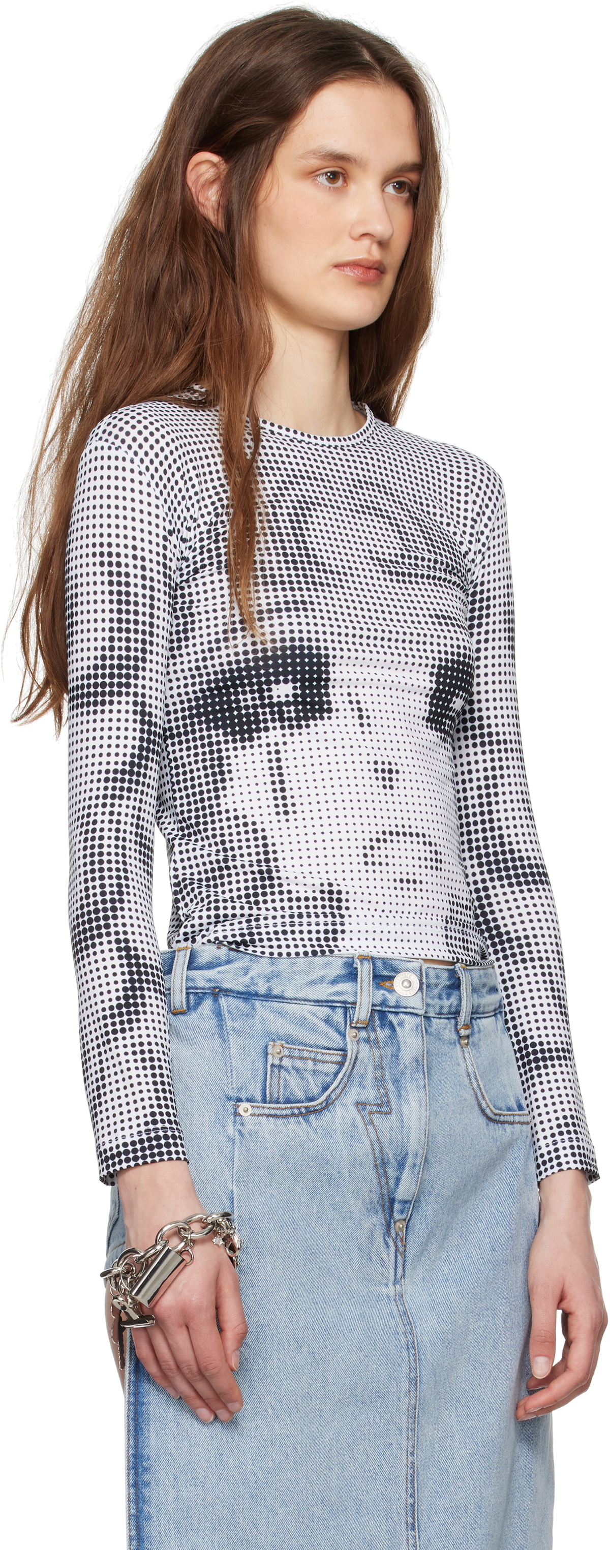 Pushbutton Black & White Pixel Crying Girl Jersey T-shirt