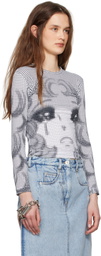 Pushbutton Black & White Pixel Crying Girl Jersey T-shirt