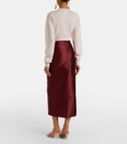 Erdem Floral-appliqué satin slip skirt