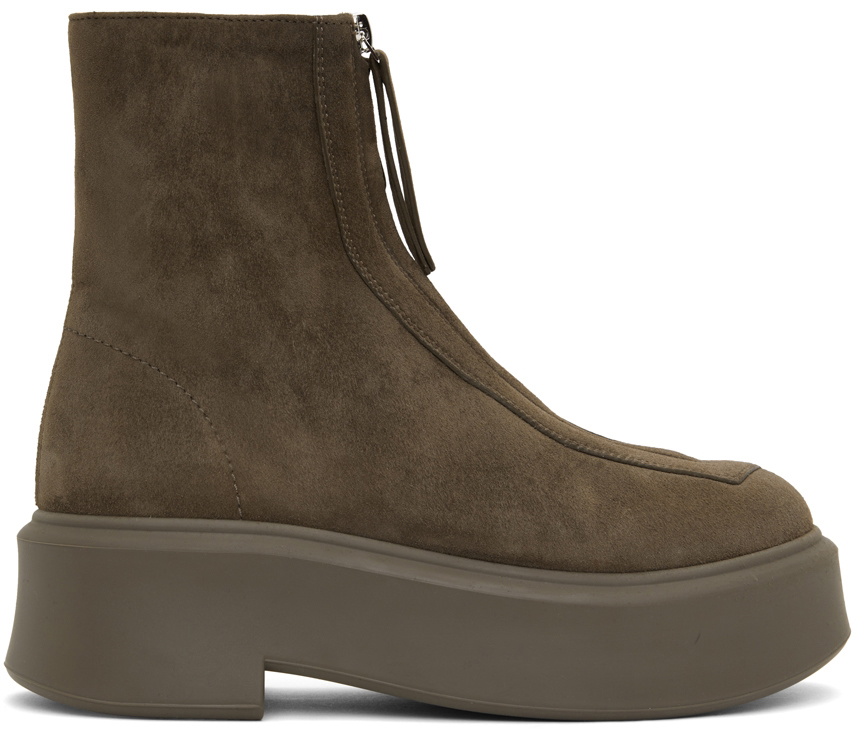 The Row Taupe Suede Zipped 1 Boots The Row