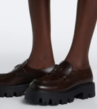 Prada Logo leather platform loafers