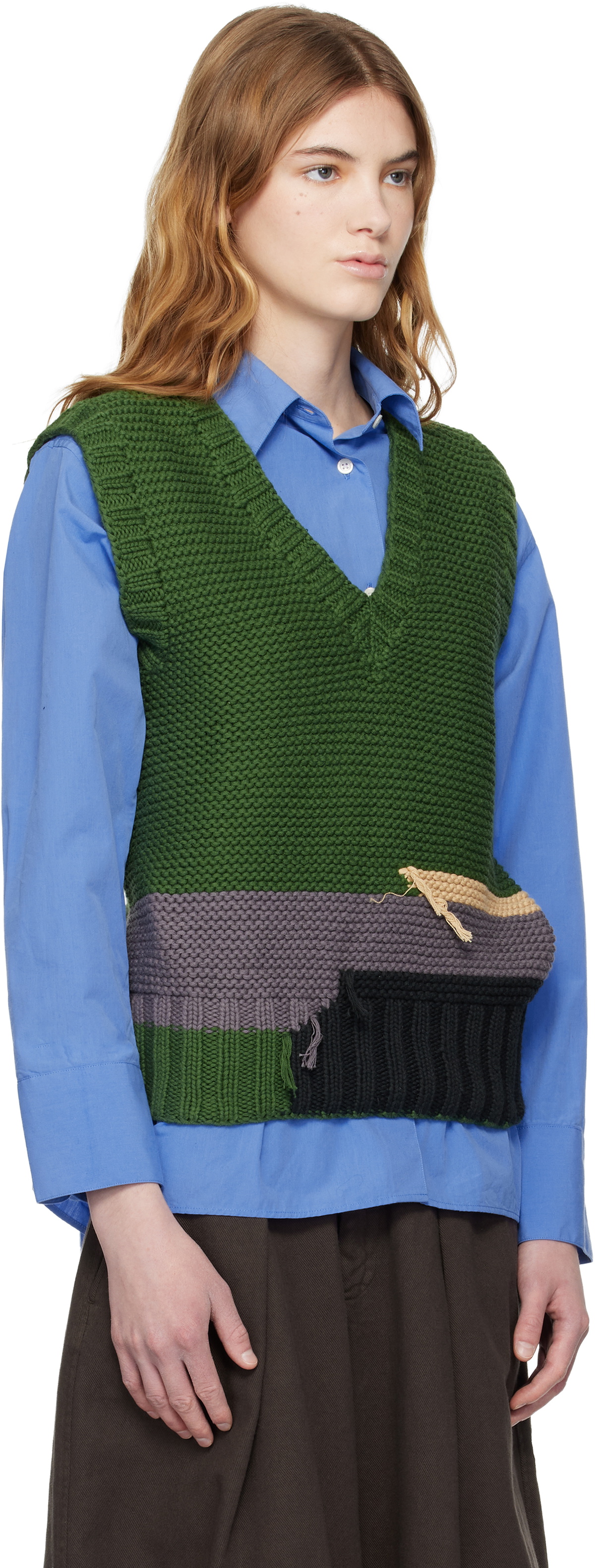 YMC Green Heidi Sweater Vest