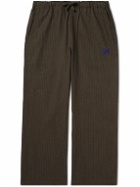 Needles - Straight-Leg Pinstriped Cotton, Linen and Wool-Blend Trousers - Brown