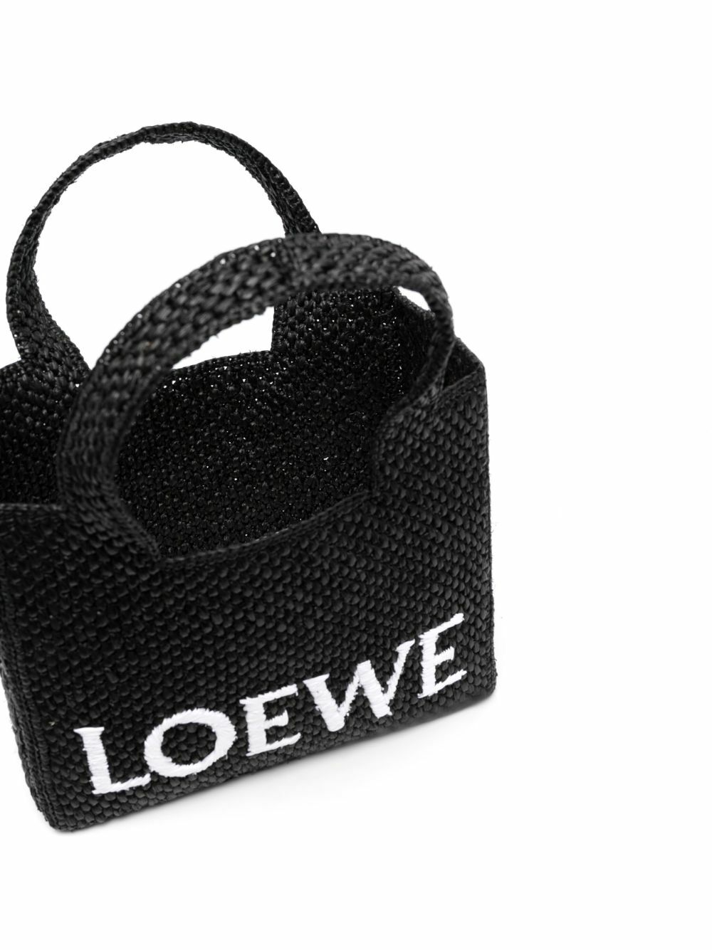 Small LOEWE Font Tote in raffia Black - LOEWE