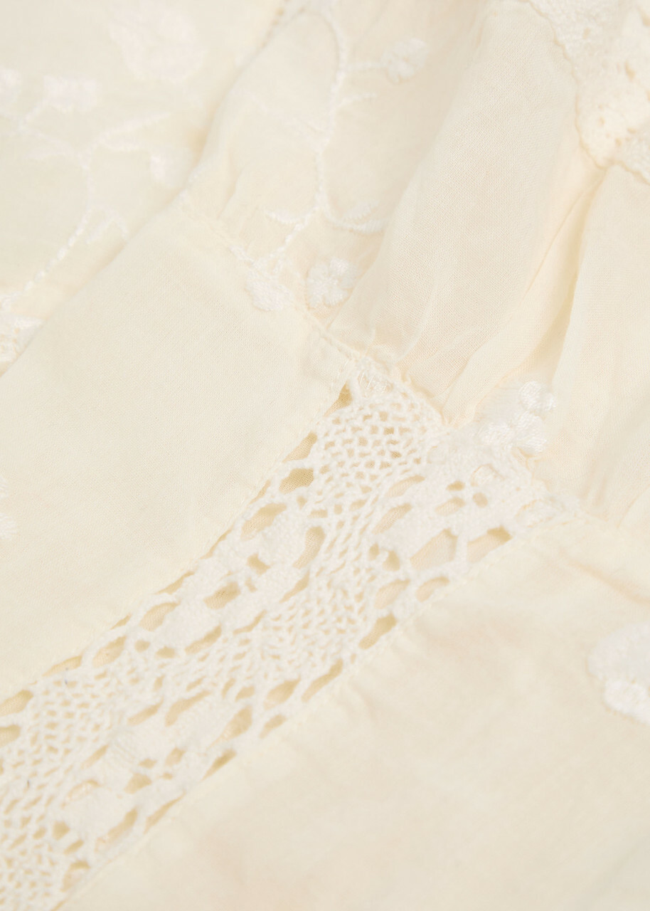 Free People Sweet Love Floral-embroidered Cotton Blouse Cream