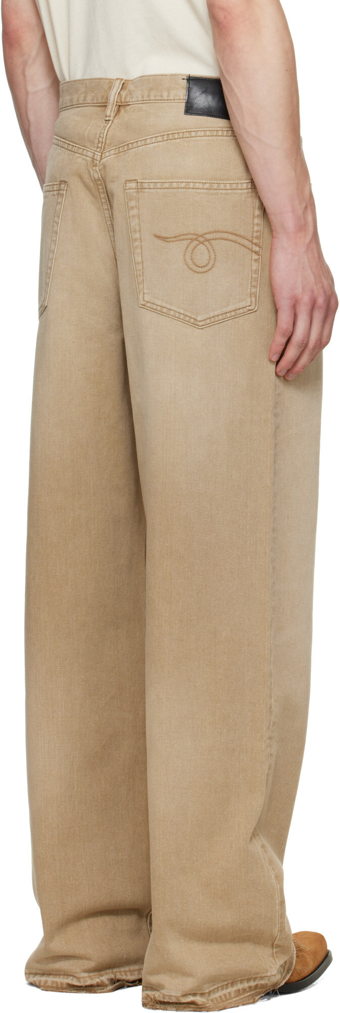 R13 Beige Damon Pleated Jeans