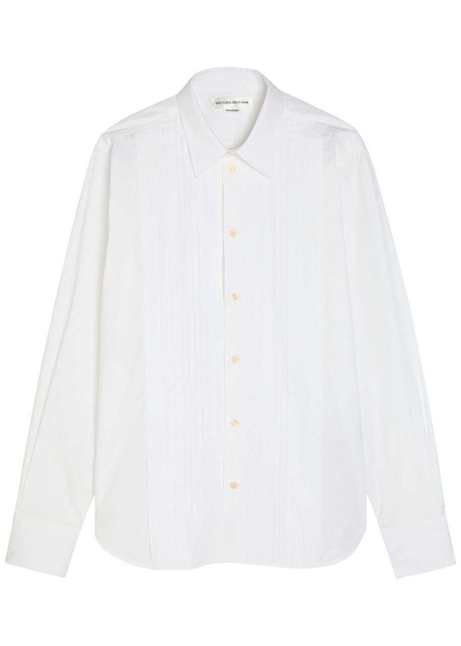Victoria Beckham Pintuck Cotton-poplin Shirt White