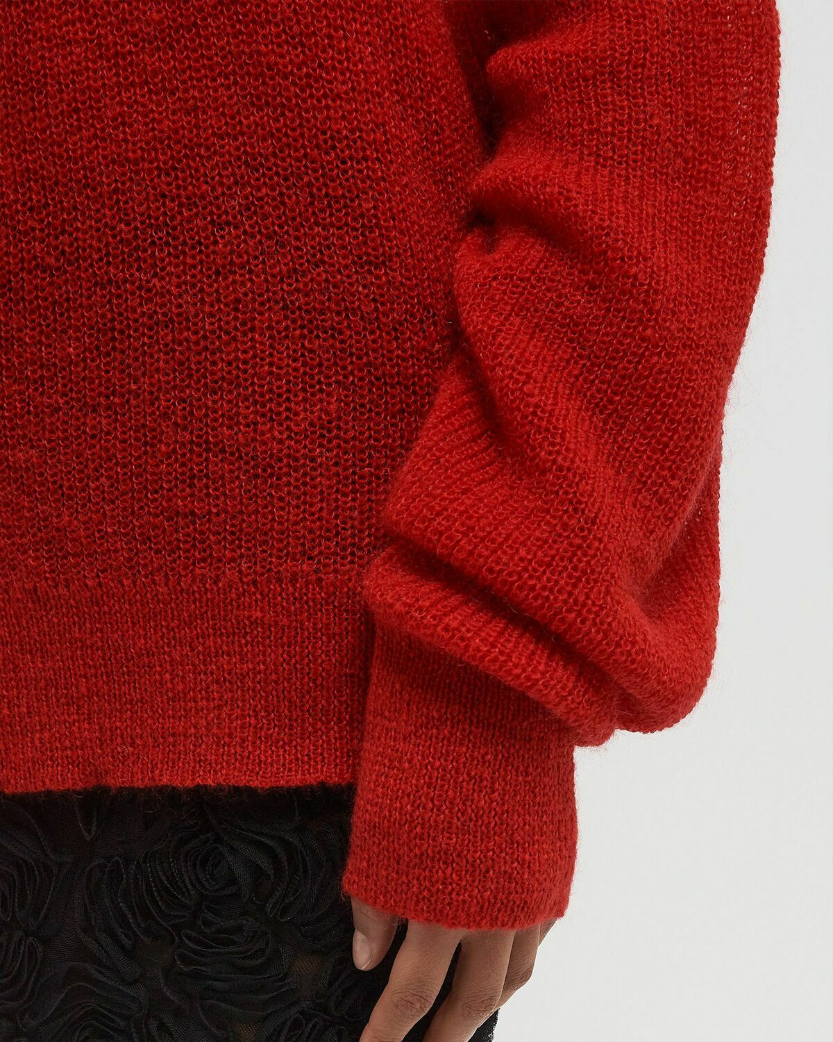 ROTATE Birger Christensen Light Knit Logo Sweater Red Womens Pullover