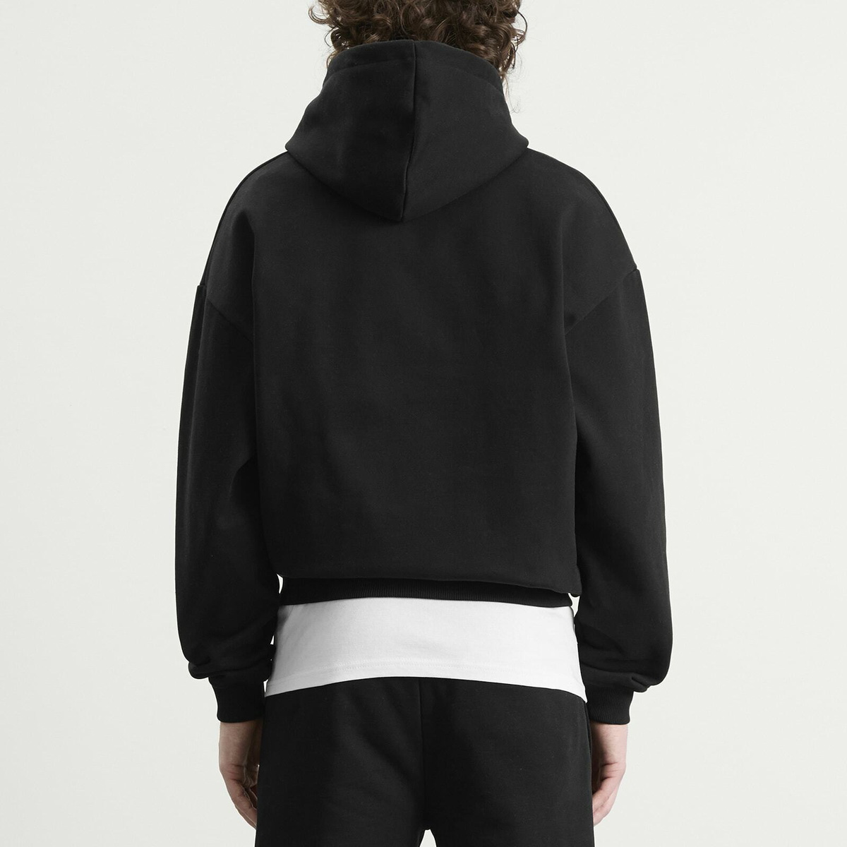 ANNIE HOOD Men's Mini Logo Zip Hoodie in Black