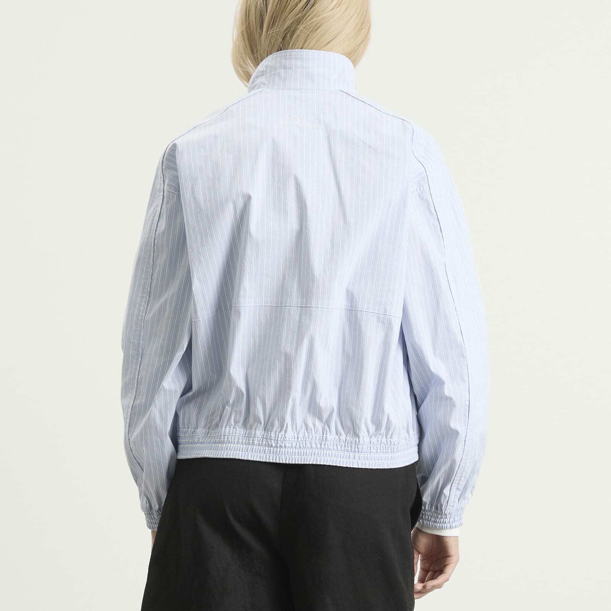 DUNST Women's Light Harrington Jacket in Soft Blue Stripe