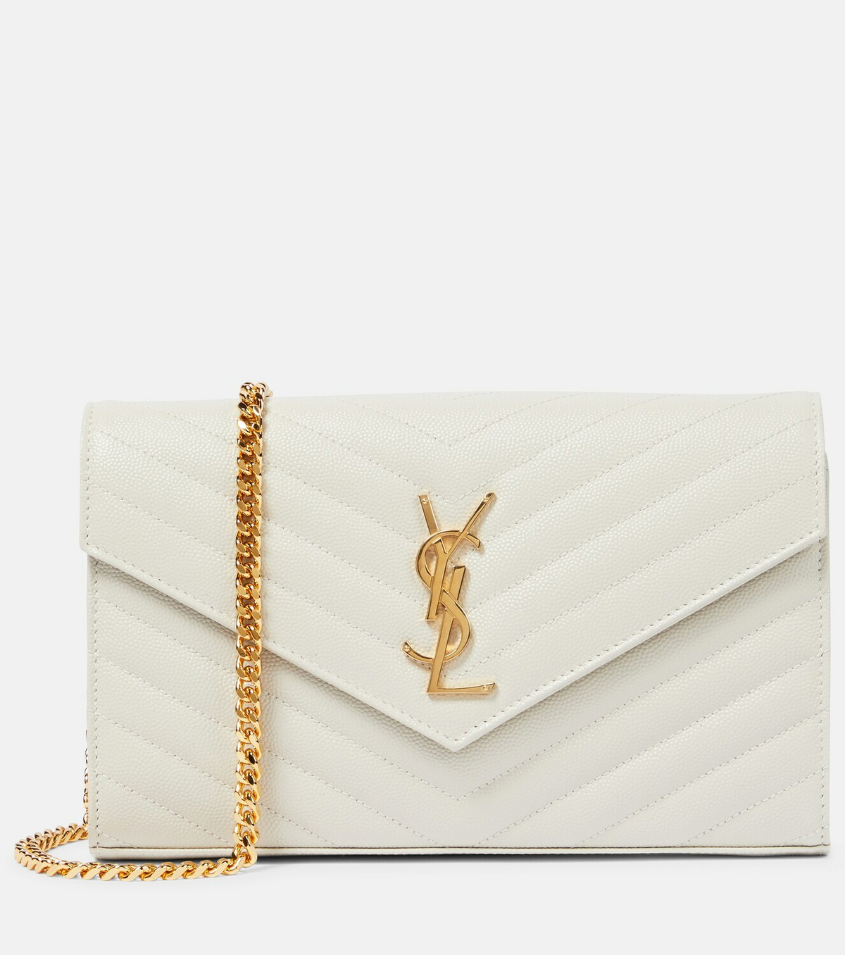 Saint Laurent Small Envelope Leather Wallet on Chain