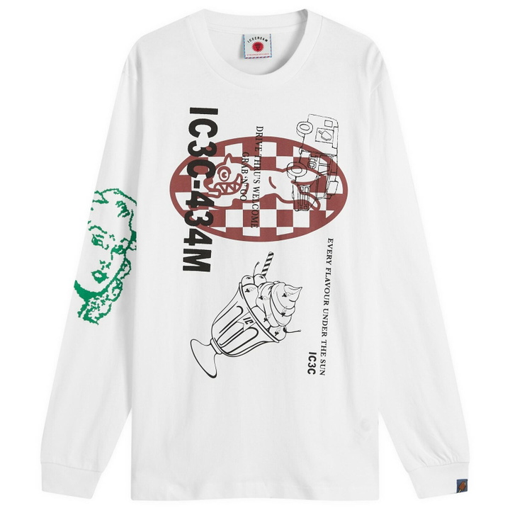 Photo: ICECREAM Men's Multi Graphic Long Sleeve T-Shirt in White
