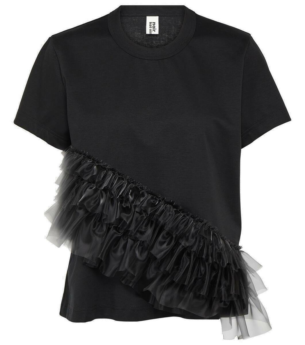 トップス kei Noir Kei Ninomiya Ruffled cotton T-shirt Noir Kei Ninomiya
