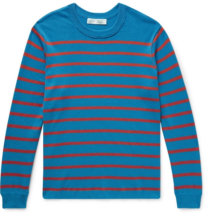 Photo: Entireworld - Striped Cotton-Blend Sweater - Blue