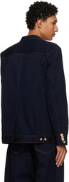 sacai Navy Notched Lapel Denim Blazer