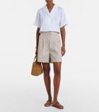 Max Mara Medeola pleated cotton-blend Bermuda shorts