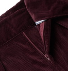 Rubinacci - Manny Pleated Cotton-Blend Corduroy Trousers - Burgundy