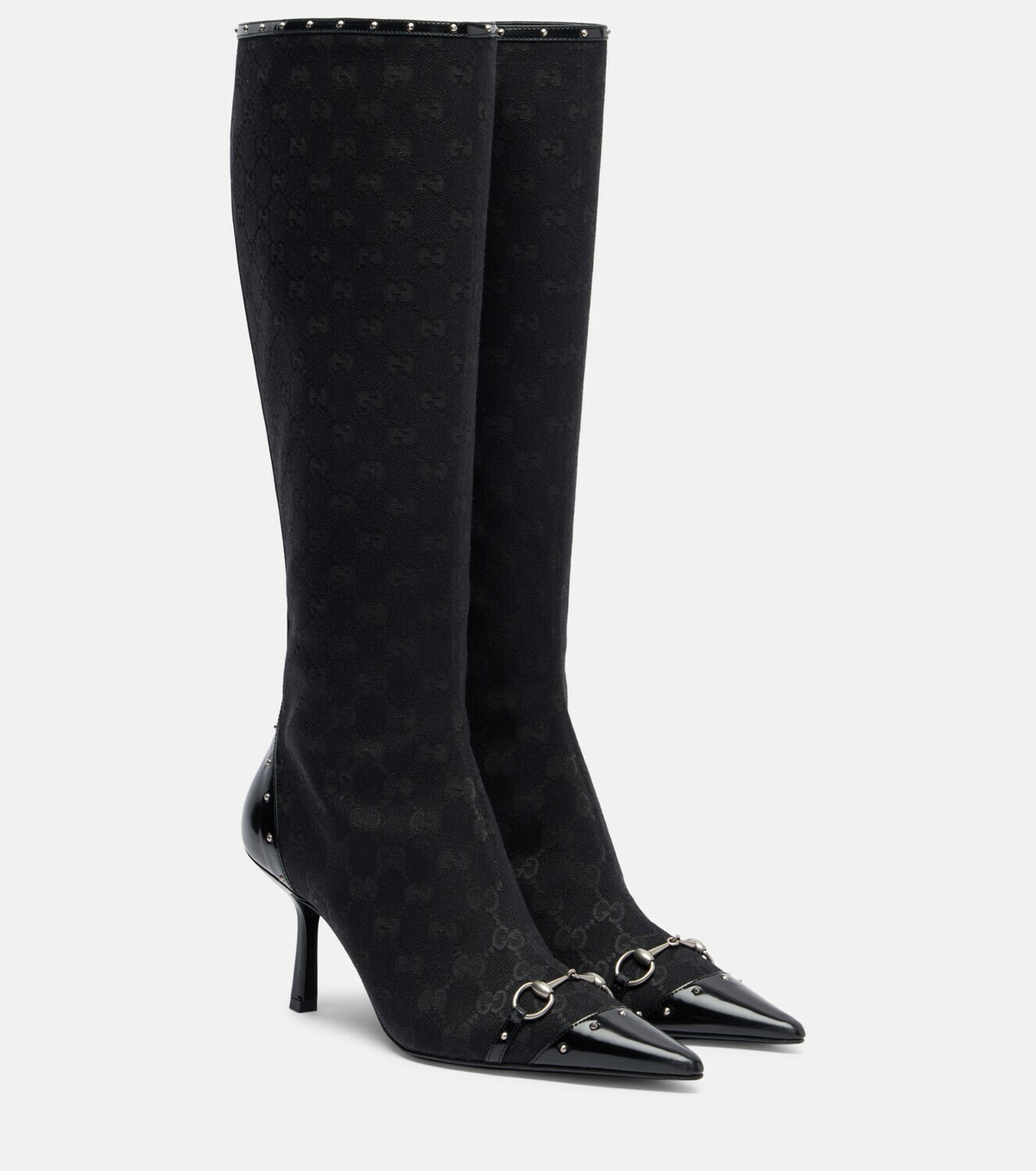 Gucci Savoy Horsebit GG canvas knee-high boots