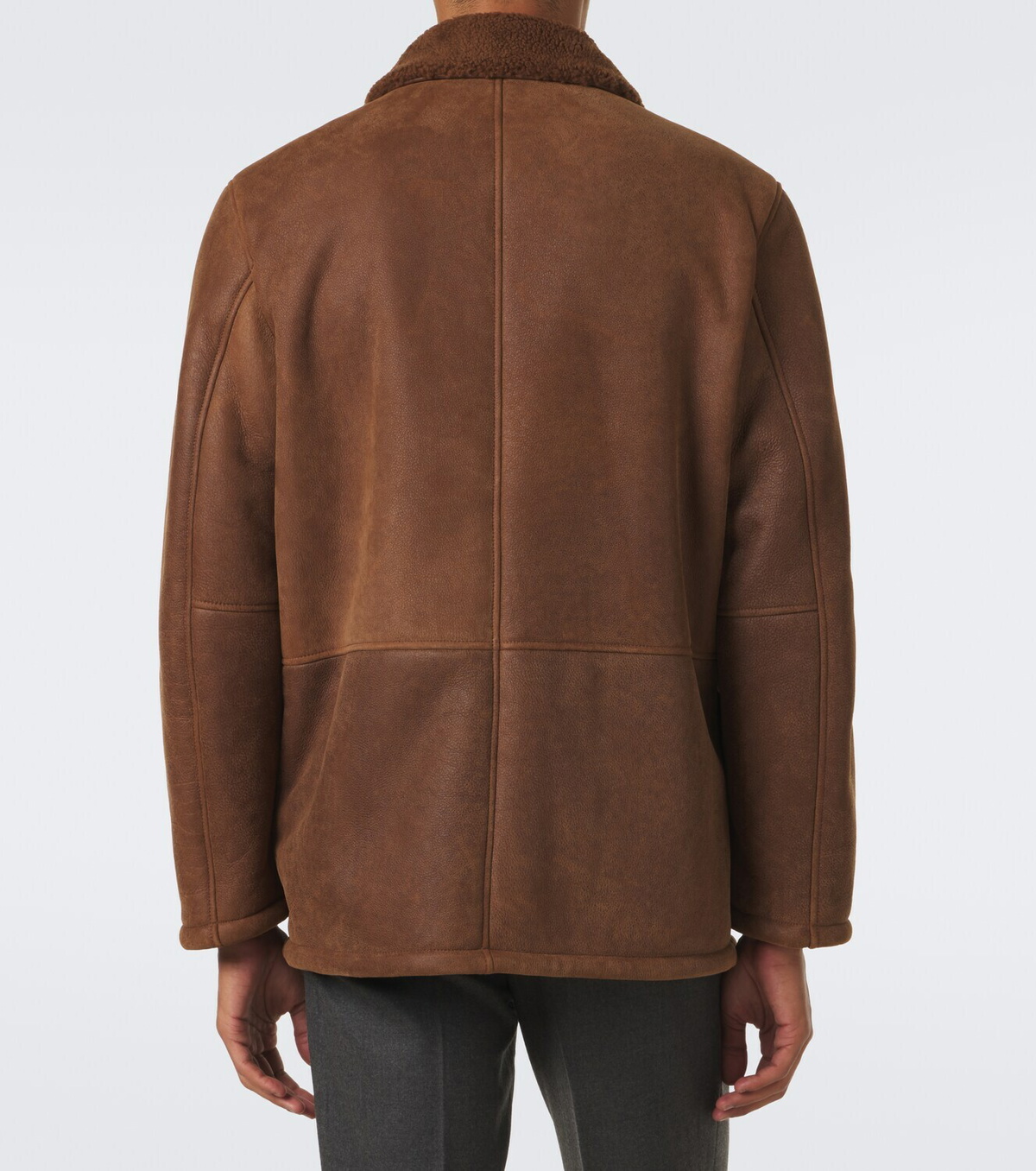 Canali Shearling-trimmed leather jacket
