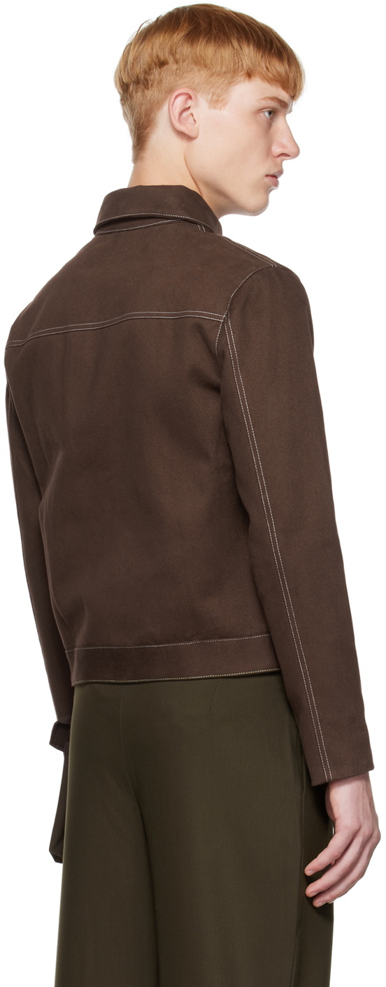 Carlota Barrera Brown Contrast Stitch Jacket