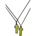 Dsquared2 Black and Green Double Cross Necklace