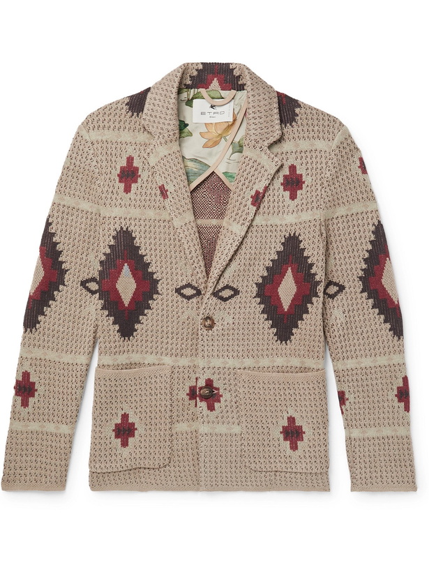 Photo: ETRO - Slim-Fit Linen-Jacquard Cardigan - Brown