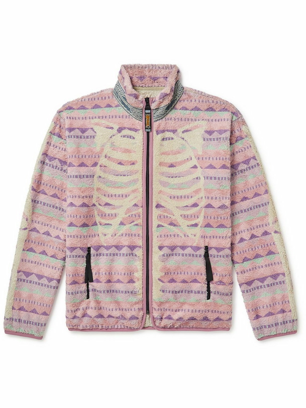 Photo: KAPITAL - Ashland Printed Fleece Zip-Up Sweatshirt - Pink