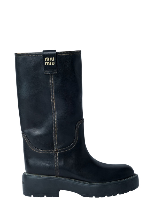 Photo: Miu Miu Leather Logo Motif Boots