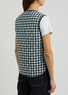 Free People Claudine Gingham Cotton Gilet Navy