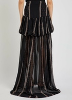 Liberowe Nina Printed Silk-chiffon Maxi Skirt Black