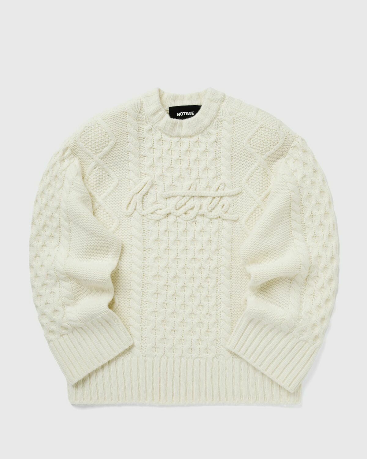 ROTATE Birger Christensen KNIT CABLE CREWNECK Beige Womens Pullover