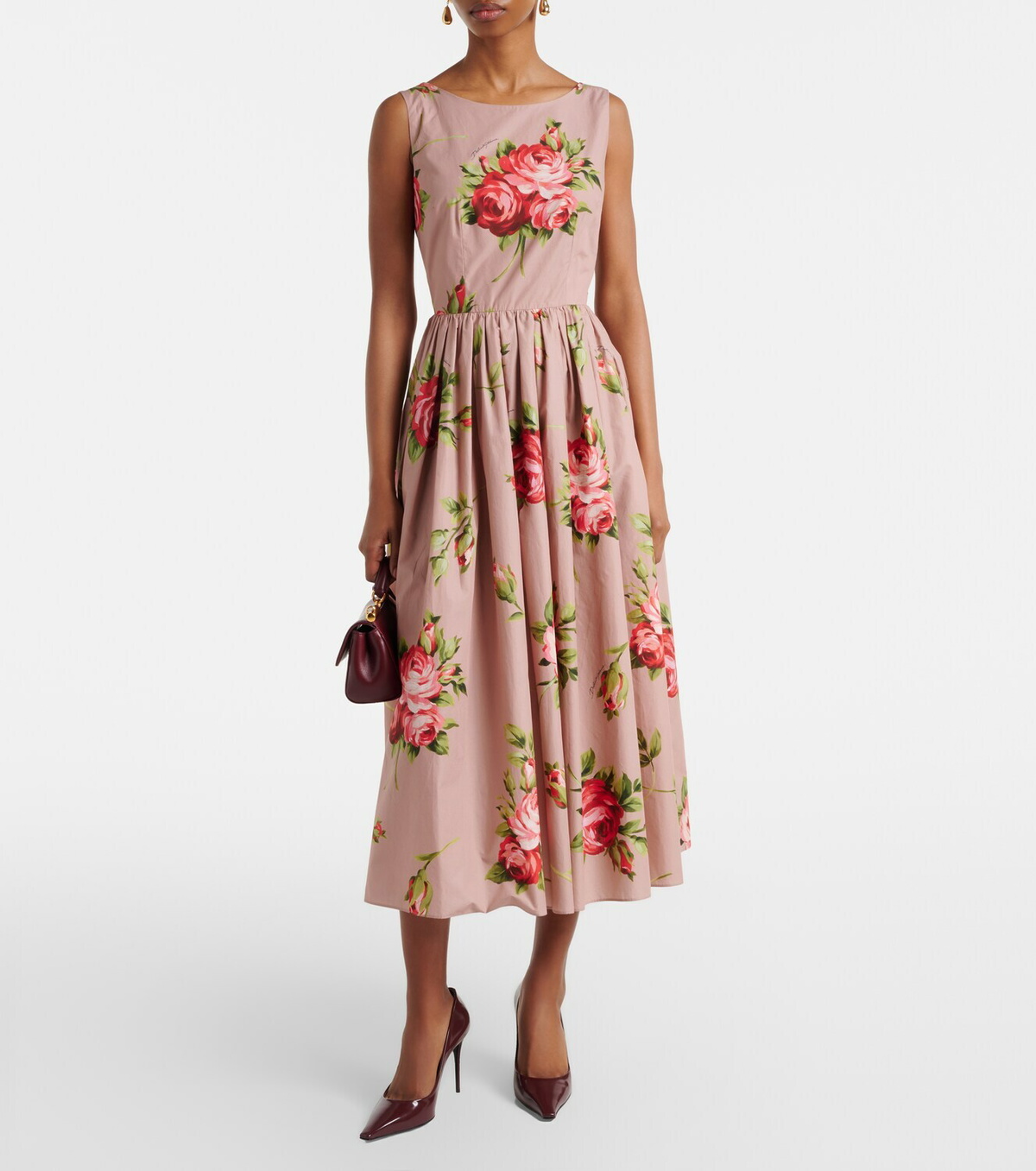 Dolce&Gabbana Floral belted cotton midi dress