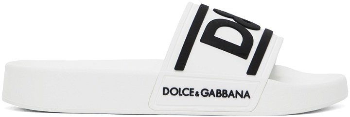 Photo: Dolce & Gabbana White Bonded Slides