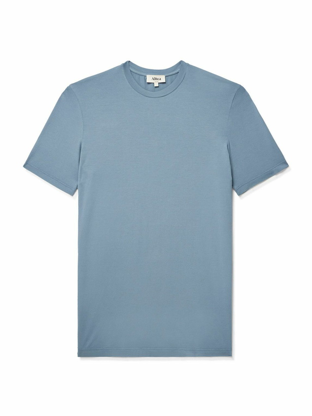 Photo: Altea - Lewis Slim-Fit Stretch-Cotton Jersey T-Shirt - Blue