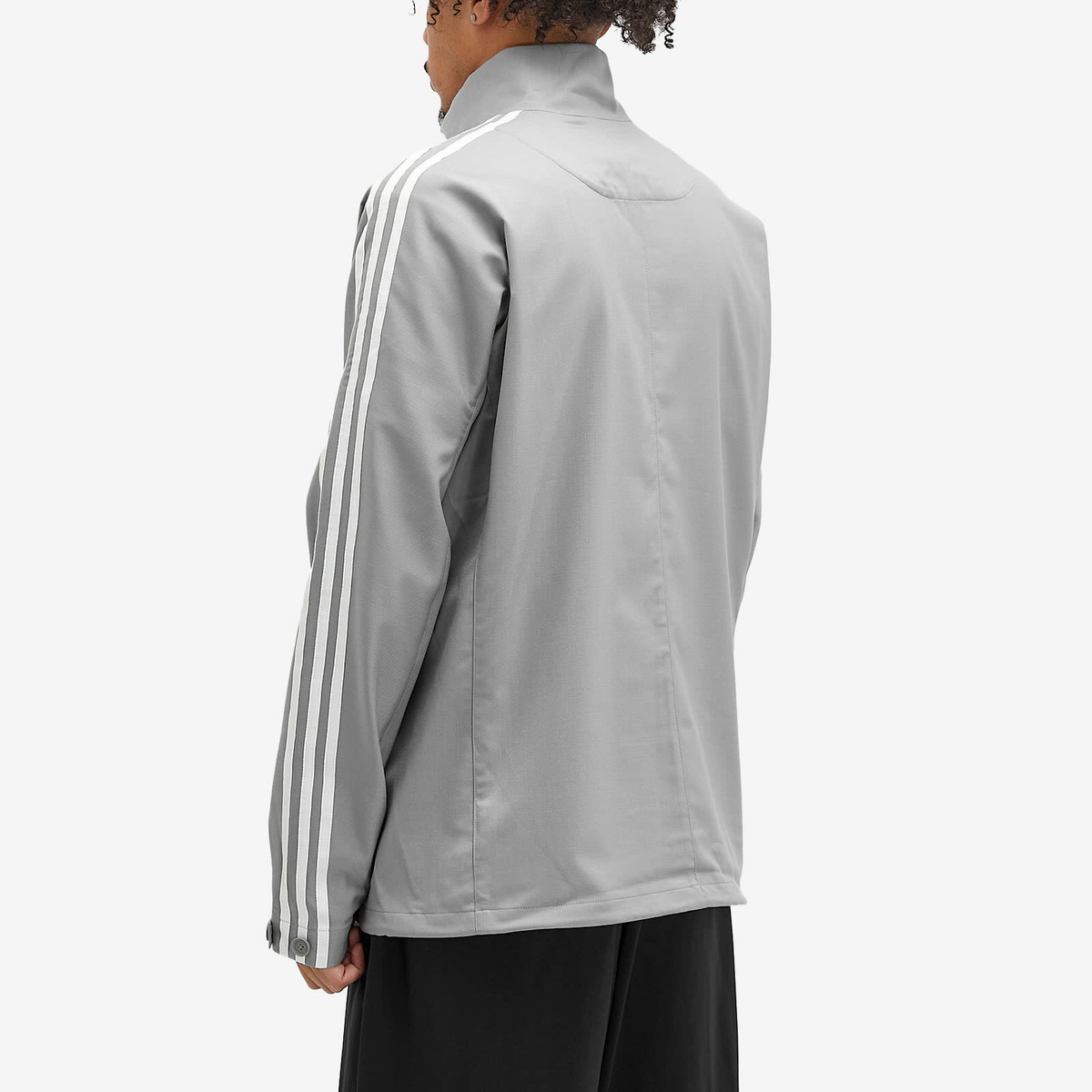 Y-3 Men's Refined Wool 3-Stripe Track Top in Grey Y-3