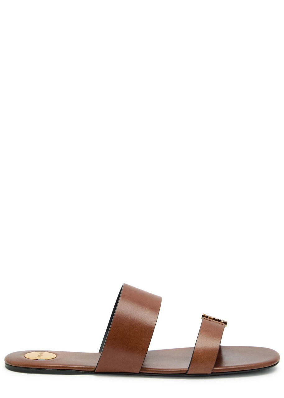 Saint Laurent Babylone Leather Sandals Brown