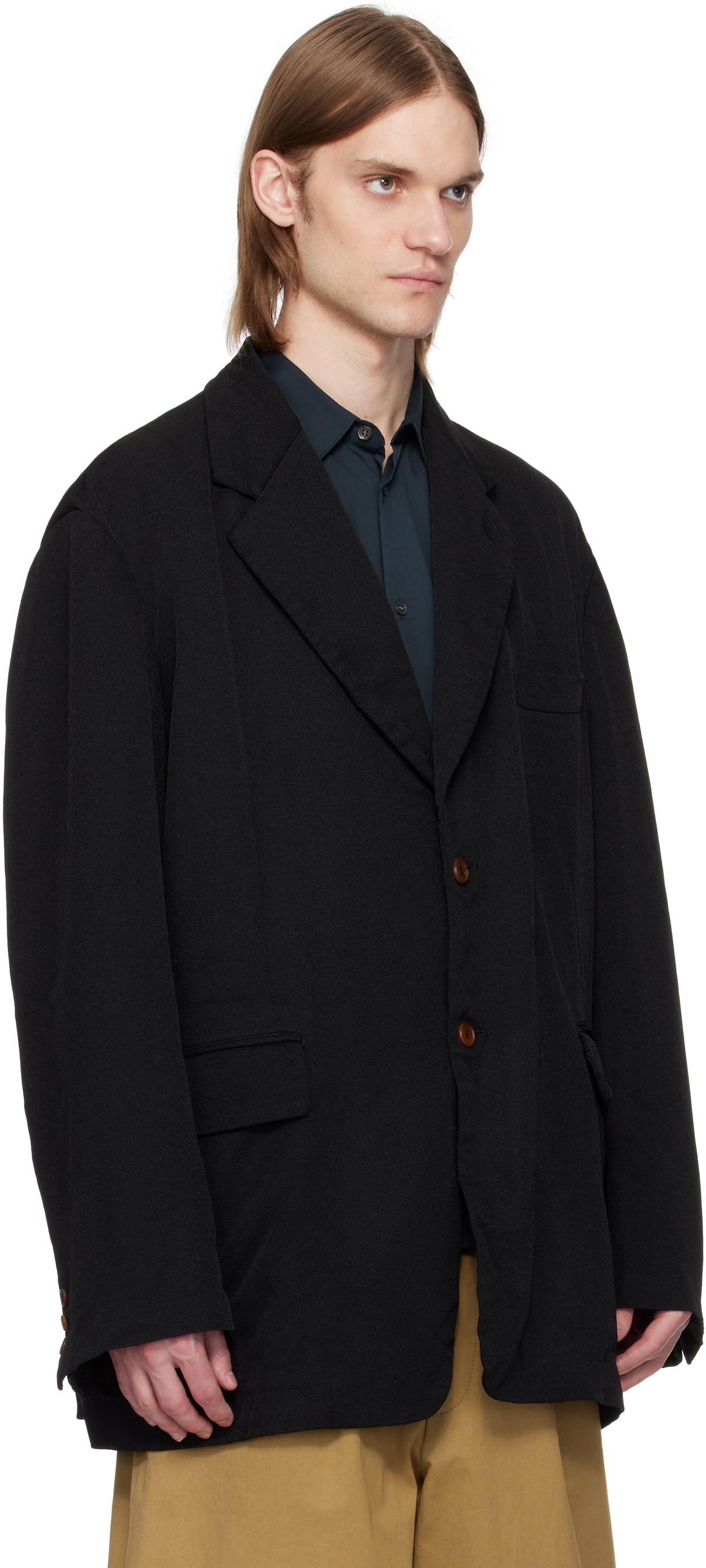 Comme des Garçons Shirt Black Polyester Twill Garment Treated Blazer