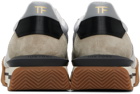 TOM FORD Silver & Gray Suede & Lycra James Sneakers