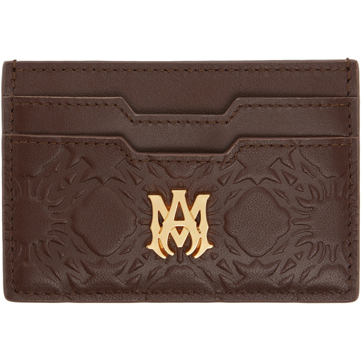 AMIRI Brown 'MA' Quad Leather Card Holder