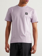 Stone Island - Logo-Appliquéd Garment-Dyed Cotton-Jersey T-Shirt - Purple